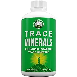 a bottle of trace minerals on a white background