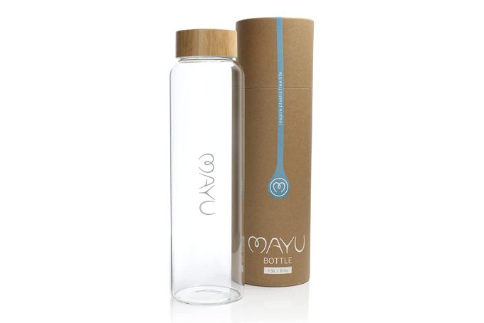 MAYU | Borosilicate Glass Water Bottle With Bamboo Cap
