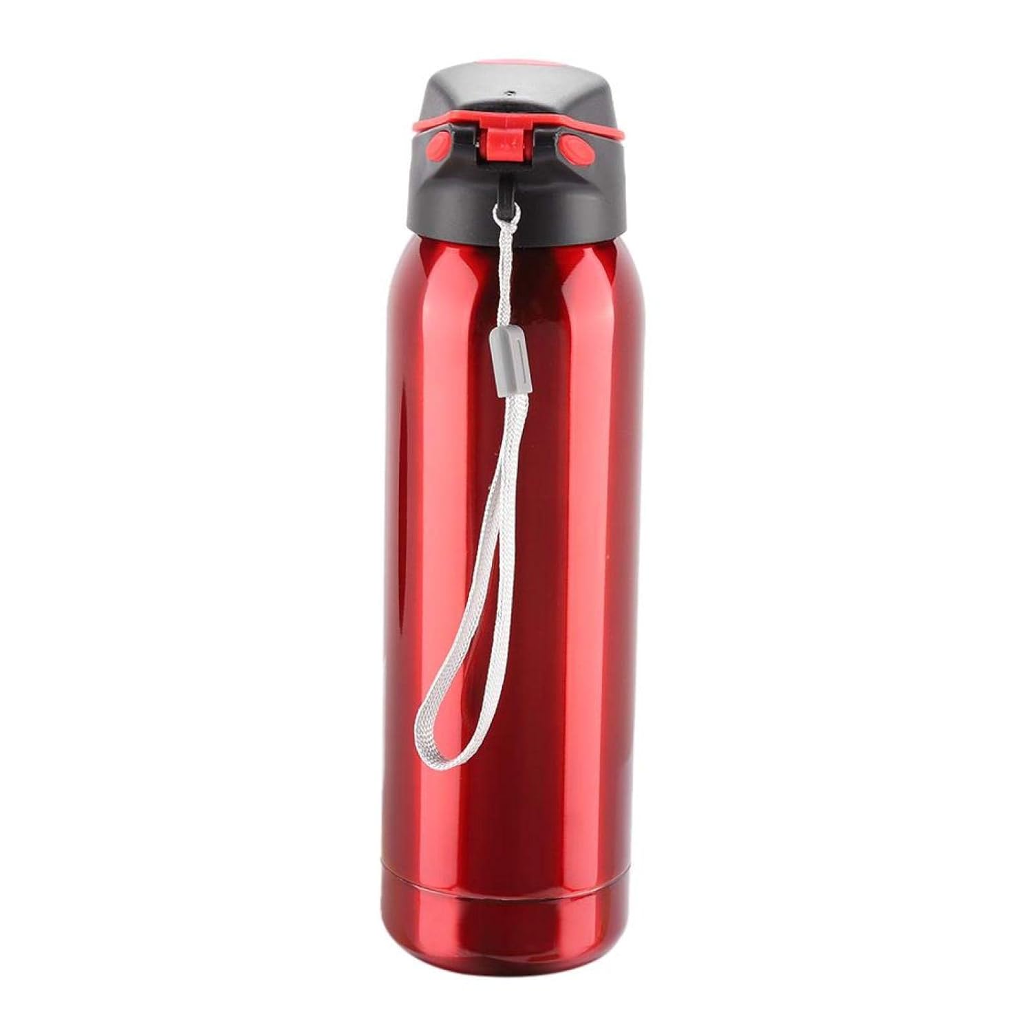 a red Minimalist Steel Sipper or water bottle with a black lid